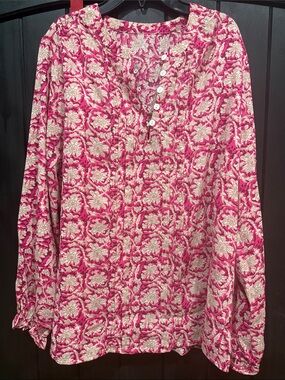 Scarlett Pink and Cream Floral Button-Front Tunic